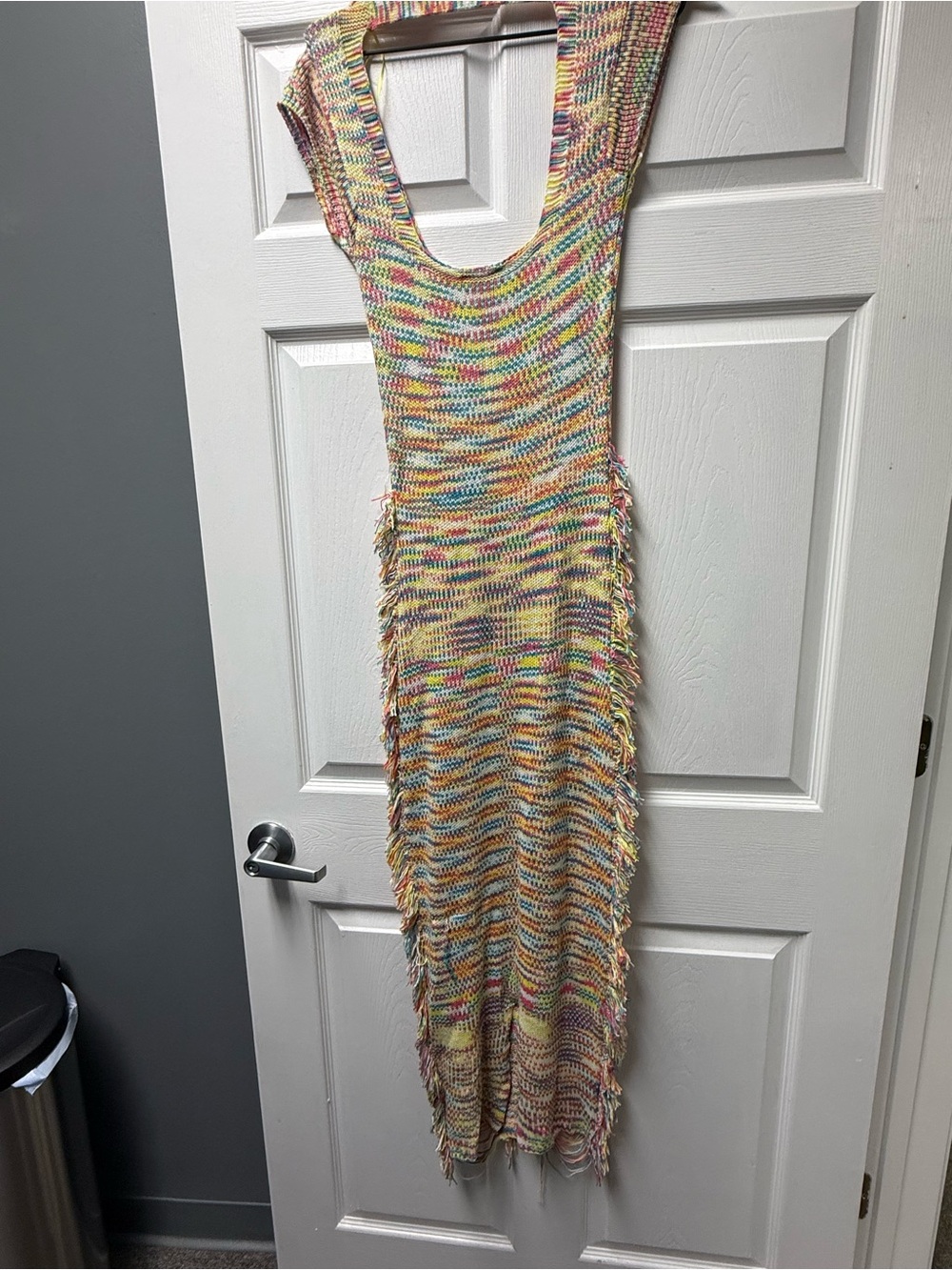 Fashion Nova Nessa Pastel Rainbow Crochet Fringe Midi Dress - Picture 7 of 10